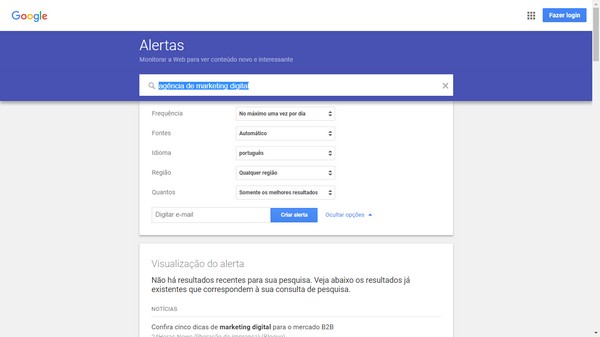 Google Alerts é uma das ferramenta gratuitas para analisar seus concorrentes