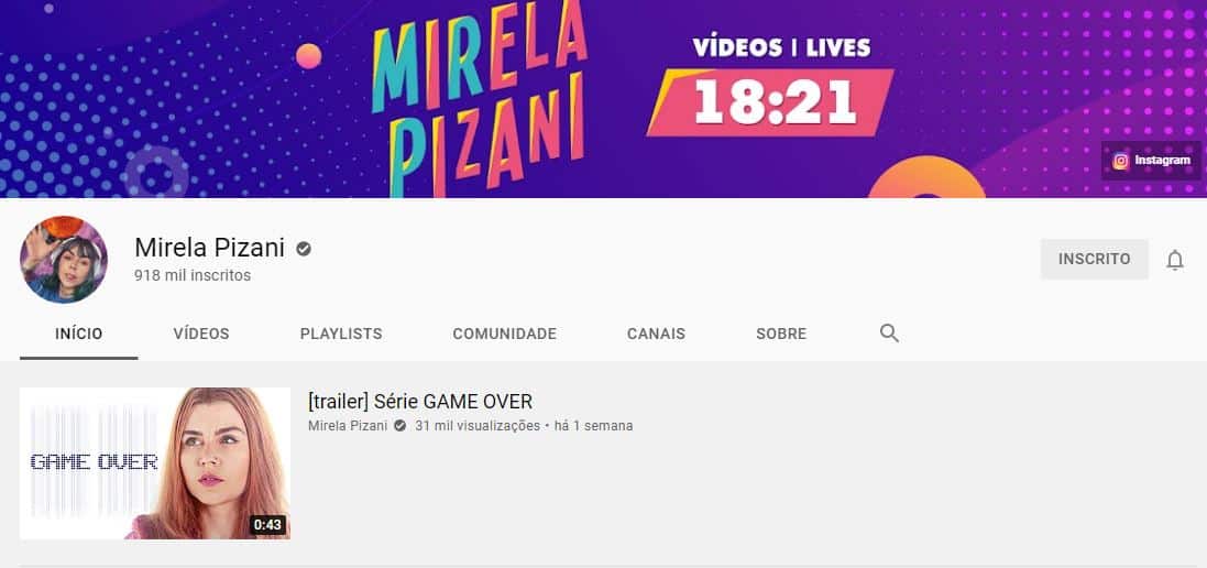 YouTube da Mirela Pizani
